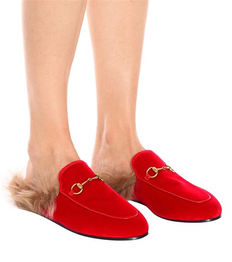 red velvet gucci slippers